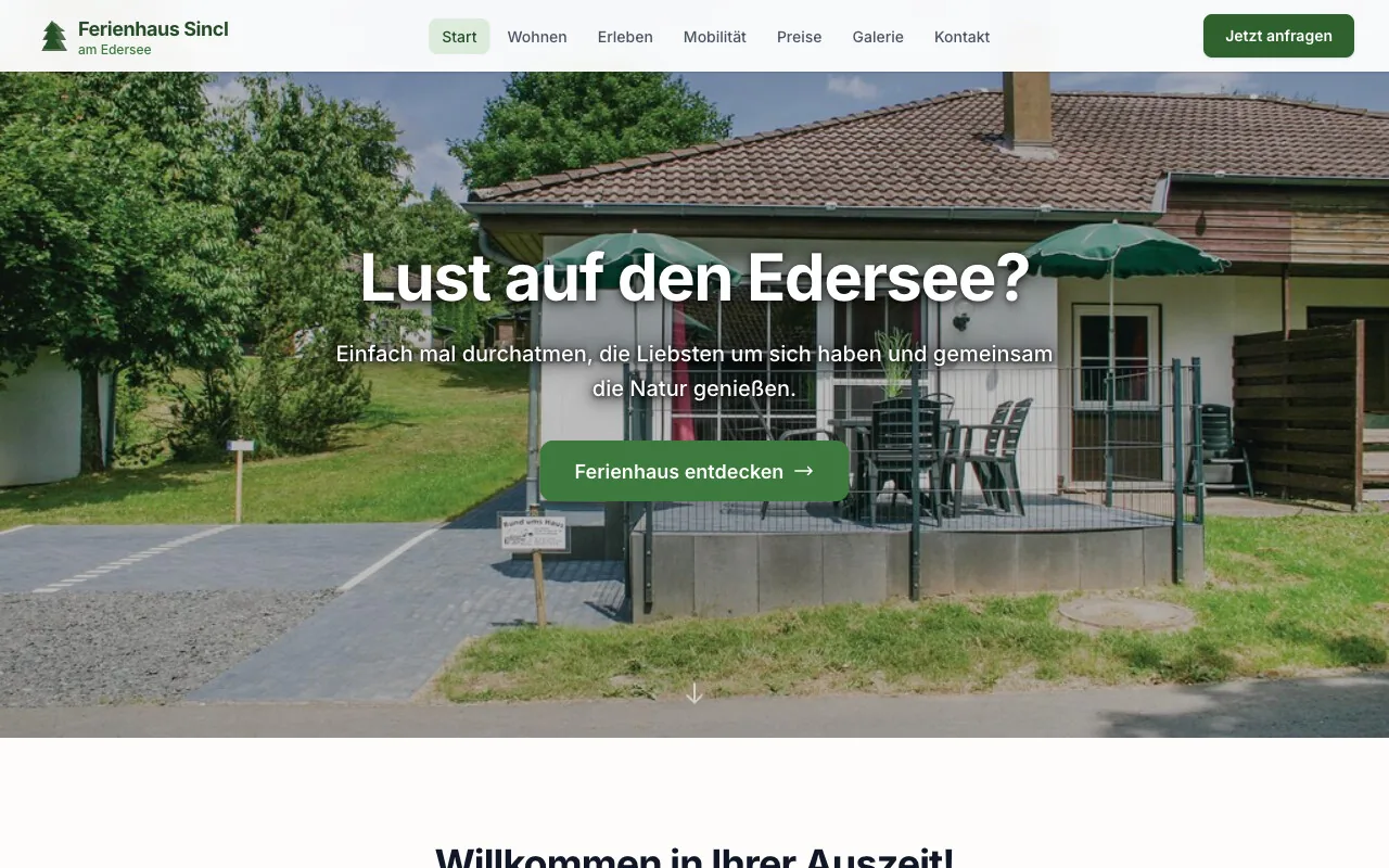 Startseite von Ferienhaus Sincl am Edersee (edersee-sauerland.de)