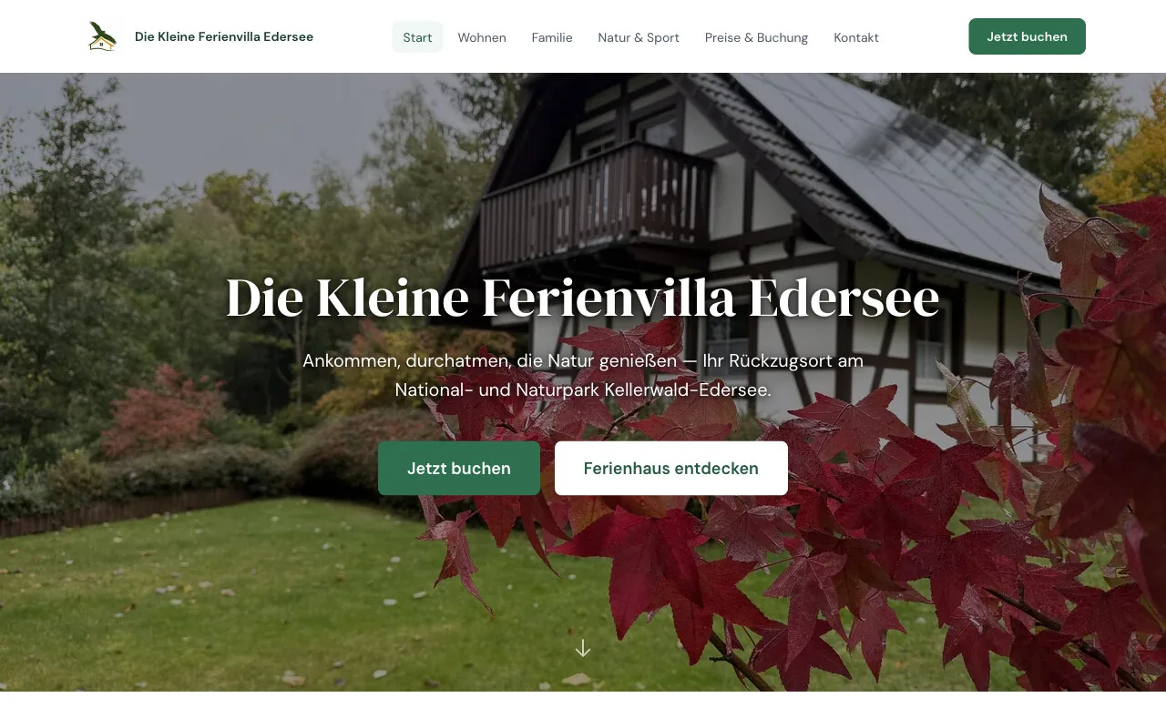 Startseite von Die Kleine Ferienvilla Edersee (die-kleine-ferienvilla-edersee.de)